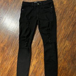 Express Mid Rise Black Ripped Jean Leggings Size 4R